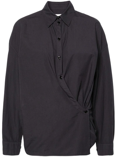 Shop Lemaire Cotton Shirt With Twist Detail In Blue