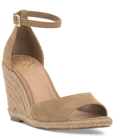 Shop Vince Camuto Felyn Two-piece Espadrille Wedge Sandals In New Tortilla Suede