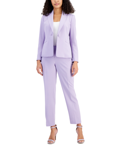 Shop Le Suit Women's Crepe One-button Pantsuit, Regular & Petite Sizes In Lilac