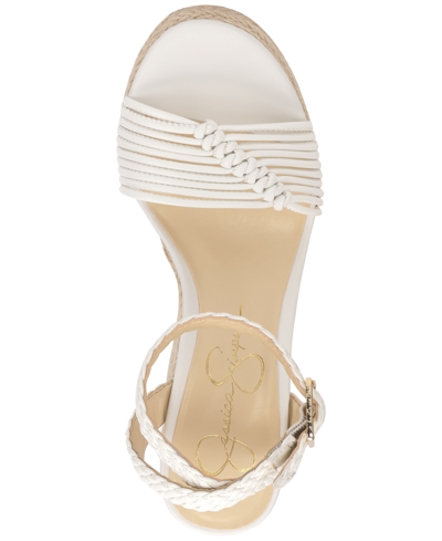 Shop Jessica Simpson Women's Talise Knotted Strappy Platform Sandals In Bright White Faux Leather