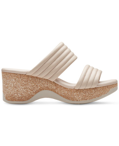 Shop Clarks Women's Chelseah Path Slide Wedge Sandals In Sand Leath