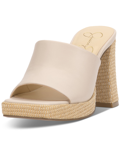 Shop Jessica Simpson Kashet Block Heel Sandals In Chalk Leather