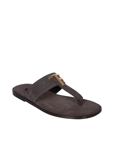 Shop Tom Ford Leather Thong Sandals By  In Grey