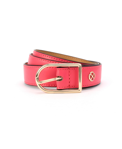 Shop Kate Spade Women's 25mm Belt With Asymmetrical Buckle In Pompom Pink