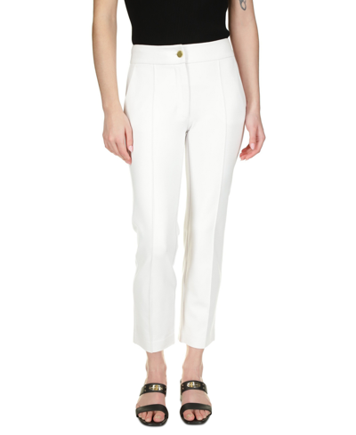 Shop Michael Kors Michael  Women's High-rise Ponte Pintuck Pants In White