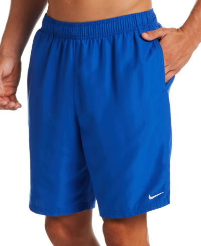 Shop Nike Men's Big & Tall Essential Lap Dwr Solid 9" Swim Trunks In Game Royal