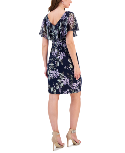 Shop Connected Women's Jersey-fabric Flutter-sleeve Sheath Dress In Nmi