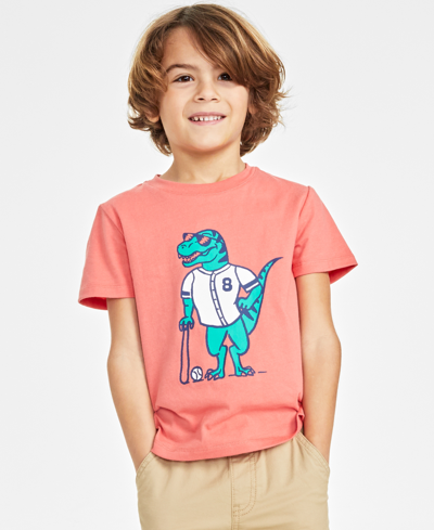 Shop Epic Threads Little Boys Varsity Dino Graphic T-shirt, Created For Macy's In Coral Salmon