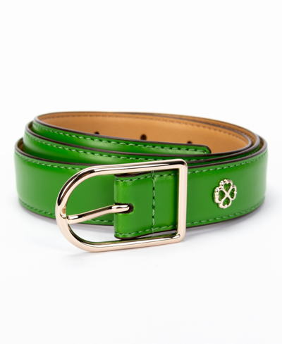 Shop Kate Spade Women's 25mm Belt With Asymmetrical Buckle In  Green
