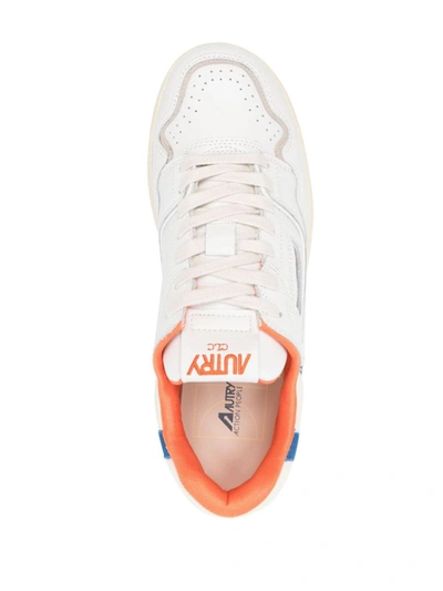Shop Autry Clc Panelled Leather Sneakers In Wht/orng/bluette