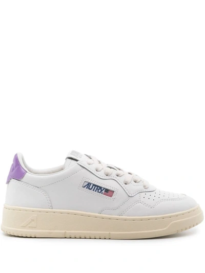 Shop Autry Medalist Leather Sneakers In Wht/engl/lav