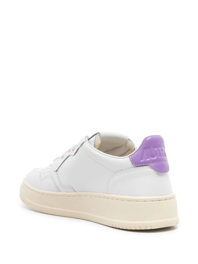 Shop Autry Medalist Leather Sneakers In Wht/engl/lav
