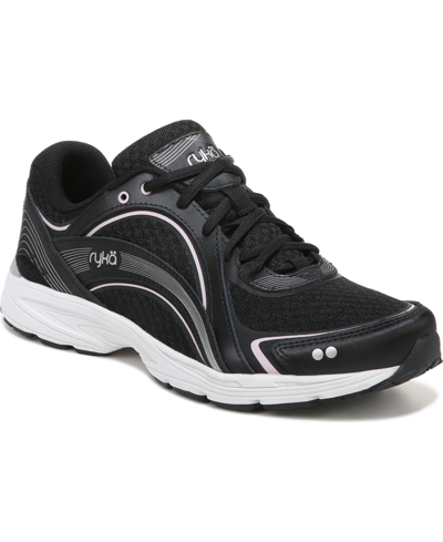Ryka Sky Walk Womens Fitness Workout Walking Shoes In Black,blush Mesh,leather