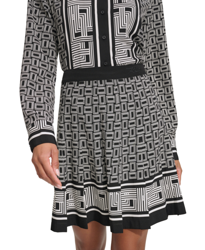 Shop Karl Lagerfeld Women's Mix Geo-print Pleated Skirt In Black,white Combo