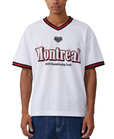 Shop Cotton On Men's Pit Stop V Neck Jersey T-shirt In White,montreal