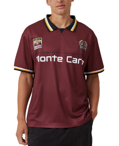 Shop Cotton On Men's Pit Stop Soccer Jersey Loose Fit T-shirt In Crimson,monte Carlo