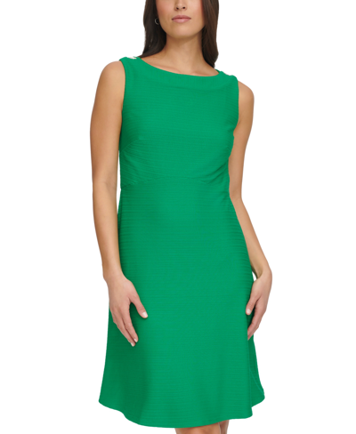 Shop Tommy Hilfiger Women's Rib-knit Button-shoulder Dress In Jolly Green