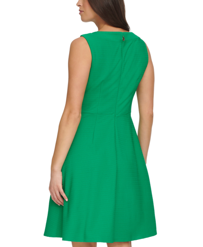 Shop Tommy Hilfiger Women's Rib-knit Button-shoulder Dress In Jolly Green