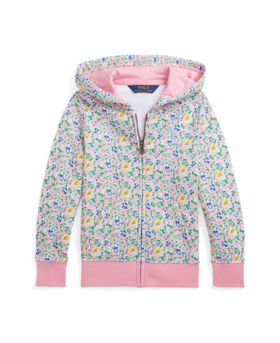 Shop Polo Ralph Lauren Toddler And Little Girls Floral French Terry Full-zip Hoodie In Beneda Floral Pink,vista Blue