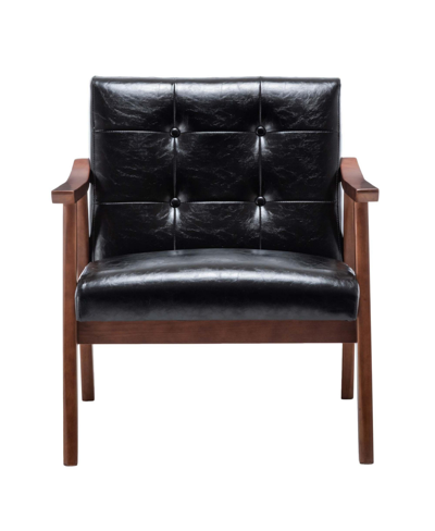 Convenience Concepts 27.5" Faux Leather Natalie Accent Chair In Black Faux Leather,espresso