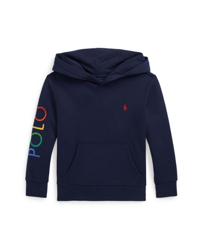 Shop Polo Ralph Lauren Toddler And Little Boys Ombre Logo Double-knit Hoodie In Cruise Navy