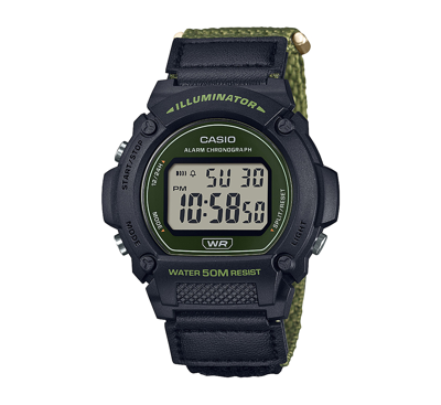 Shop Casio Men's Digital Green Nylon Watch, 47.0mm, W219hb-3av