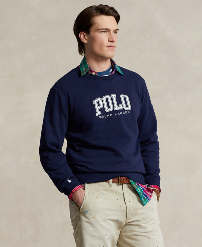 Shop Polo Ralph Lauren Men's Logo Fleece Sweatshirt In Cruise Navy