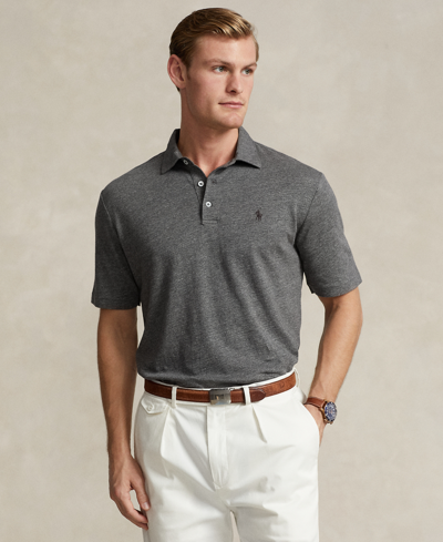 Shop Polo Ralph Lauren Men's Classic-fit Cotton-linen Mesh Polo Shirt In Stadium Grey Hthr