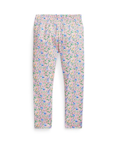 Shop Polo Ralph Lauren Toddler And Little Girls Floral Stretch Jersey Leggings In Beneda Floral Pink,vista Blue