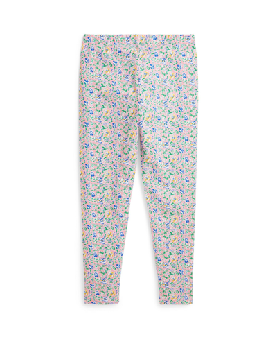 Shop Polo Ralph Lauren Big Girls Floral Stretch Jersey Leggings In Beneda Floral Pink,vista Blue