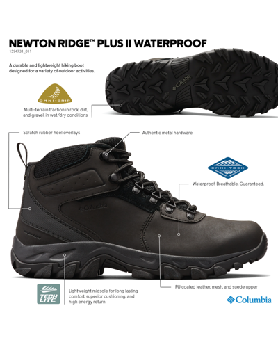 Shop Columbia Men's Newton Ridge Plus Ii Waterproof Hiking Boots In Graphite,black