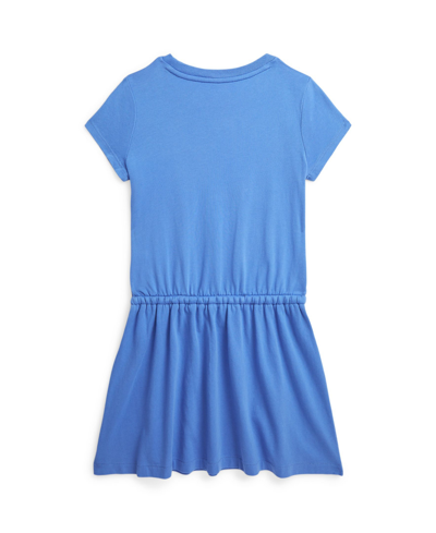 Shop Polo Ralph Lauren Toddler And Little Girls Polo Bear Cotton Jersey Dress In New England Blue