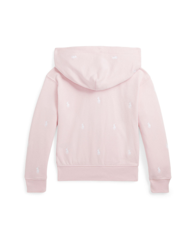 Shop Polo Ralph Lauren Toddler And Little Girls Polo Pony Terry Full-zip Hoodie In Hint Of Pink,white