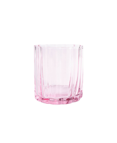 Jeanne Fitz Scalloped Rim Fluted Short Tumbler Glass, Set Of 4, 8 Oz, Blush In Pink