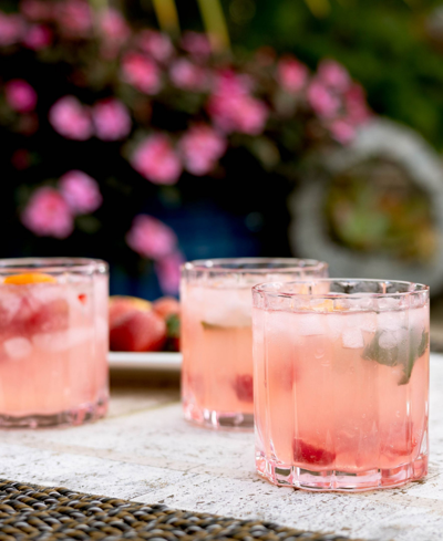 Shop Jeanne Fitz Scalloped Rim Fluted Short Tumbler Glass, Set Of 4, 8 Oz, Blush In Pink