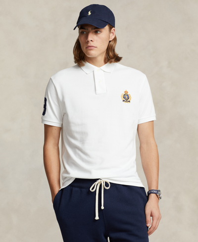 Shop Polo Ralph Lauren Men's Custom Slim Triple-pony Mesh Polo Shirt In White