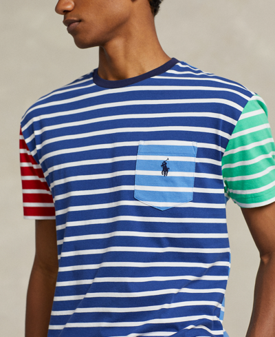 Shop Polo Ralph Lauren Men's Classic-fit Striped Jersey T-shirt In Beach Royal Multi