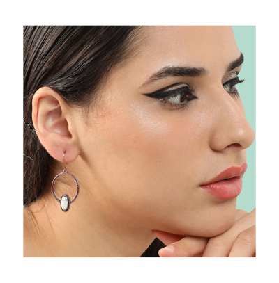 Shop Sohi Women's White Stone Drop Earrings In Black
