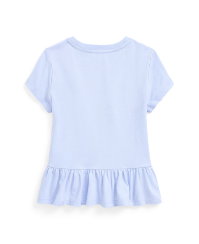Shop Polo Ralph Lauren Toddler And Little Girls Polo Bear Cotton Jersey Peplum T-shirt In Blue Hyacinth