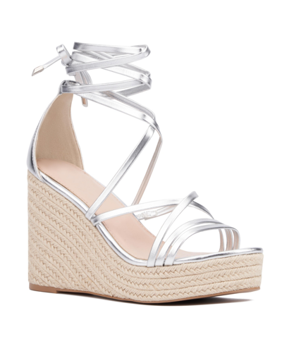 Shop Fashion To Figure Women's Gracelynn Platform Espadrille Wedge Sandal In Silver