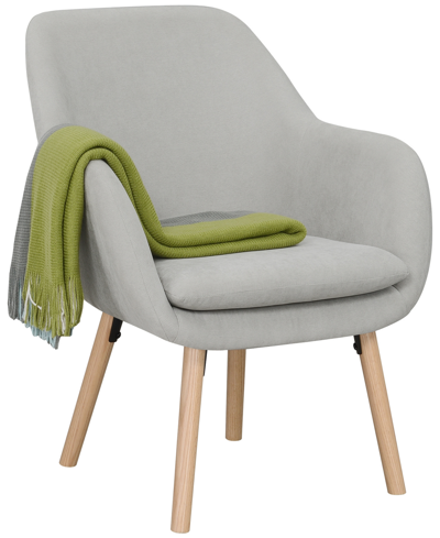 Convenience Concepts 25.25" Faux Linen Charlotte Wingback Accent Armchair In Pewter Gray Fabric