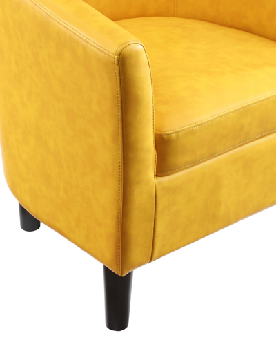 Convenience Concepts 26.25" Faux Leather Churchill Accent Chair With Ottoman In Marigold Stamped Faux Leather