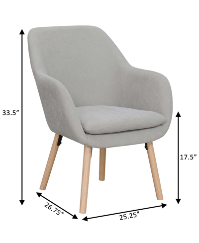 Convenience Concepts 25.25" Faux Linen Charlotte Wingback Accent Armchair In Pewter Gray Fabric