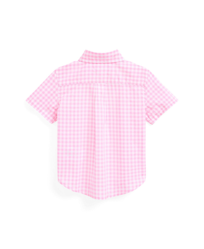 Shop Polo Ralph Lauren Baby Boys Gingham Cotton Short Sleeve Shirt In Pink,white