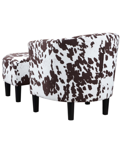 Convenience Concepts 26.25" Faux Cowhide Churchill Accent Chair With Ottoman In Brown Cow Print