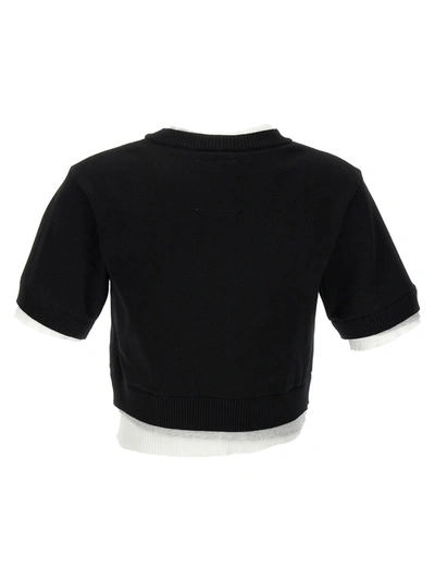 Shop Miharayasuhiro Cropped Sweater With Contrasting Inserts Sweater, Cardigans White/black