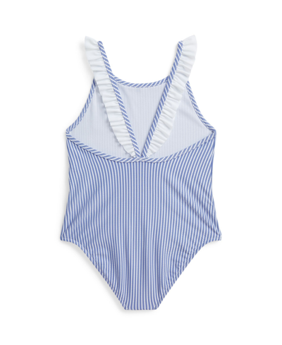 Shop Polo Ralph Lauren Toddler And Little Girls Seersucker-print One-piece Swimsuit In Blue White Seersucker With Multi