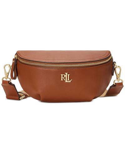 Shop Lauren Ralph Lauren Leather Marcy Small Belt Bag In Lauren Tan