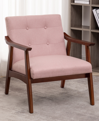 Convenience Concepts 27.5" Faux Linen Natalie Accent Chair In Pearl Pink Fabric,espresso
