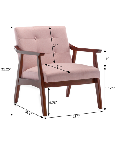 Convenience Concepts 27.5" Faux Linen Natalie Accent Chair In Pearl Pink Fabric,espresso